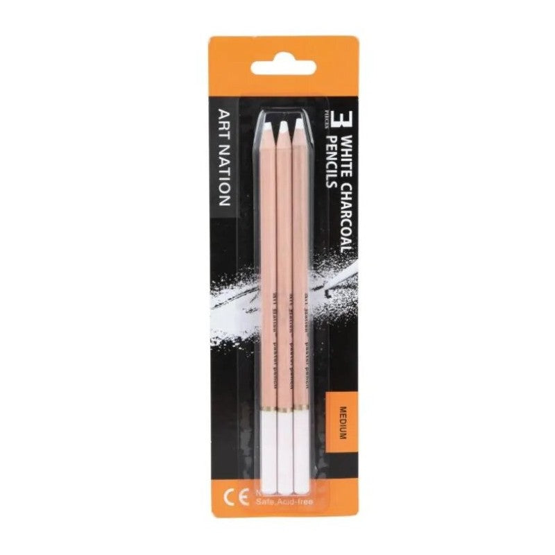 Blister de 3 Crayons Fusain Blanc – Art Nation beaux-arts prix tunisie