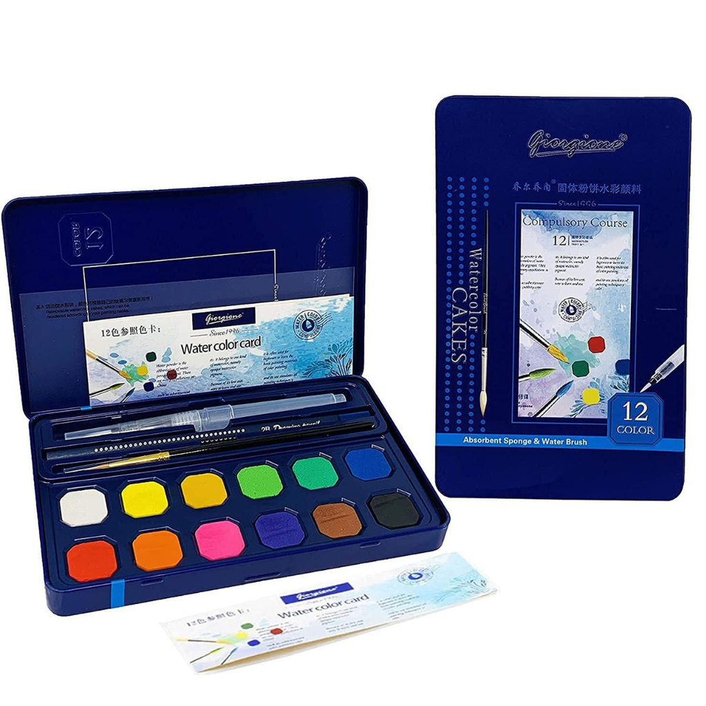 Boîte Aquarelle Giorgione – 12 Couleurs + Pinceau Réservoir & Accessoires beaux-arts prix tunisie