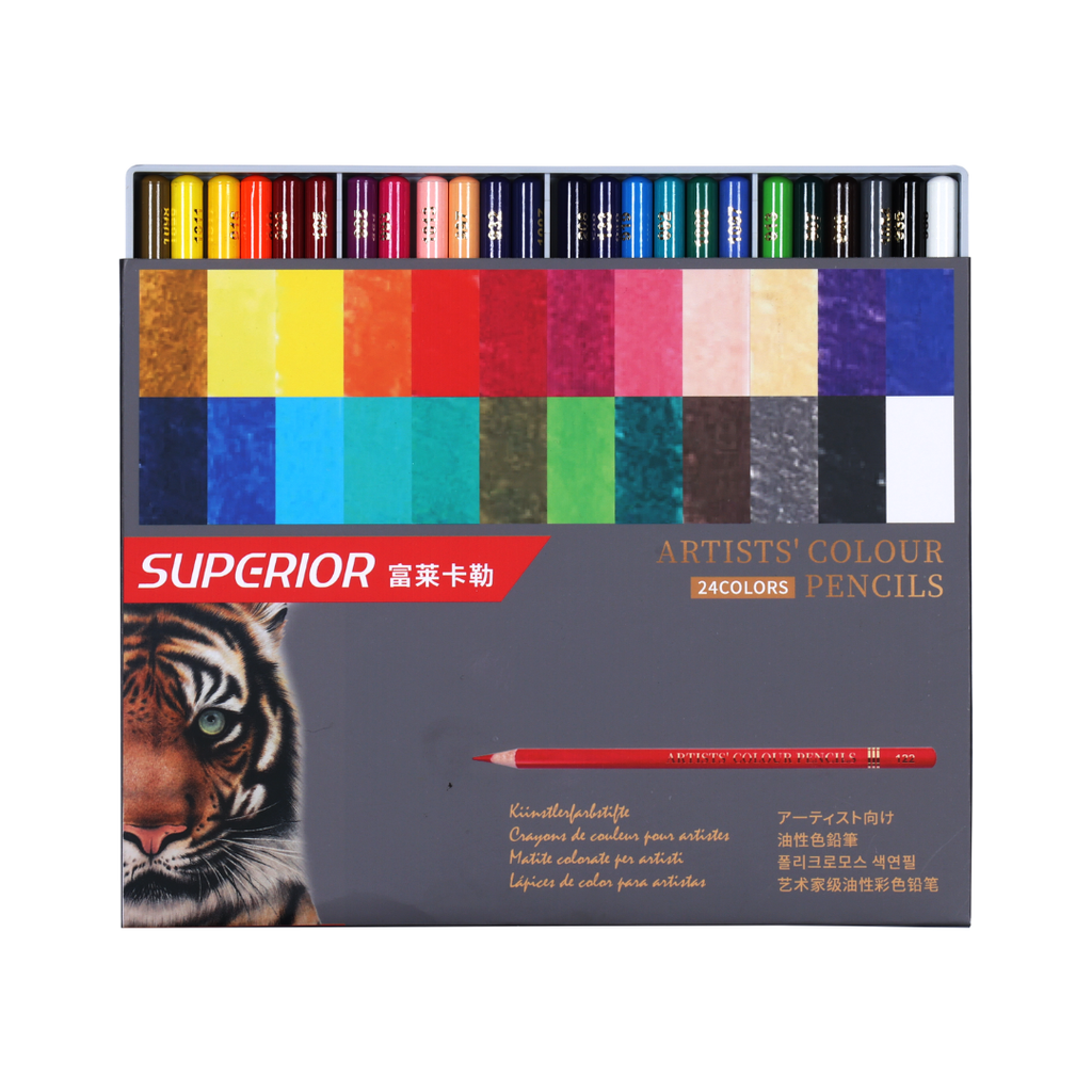 Boîte de 24 Crayons à Huile SUPERIOR – Crayons de Couleur Artistiques Haute Pigmentation beaux-arts prix tunisie