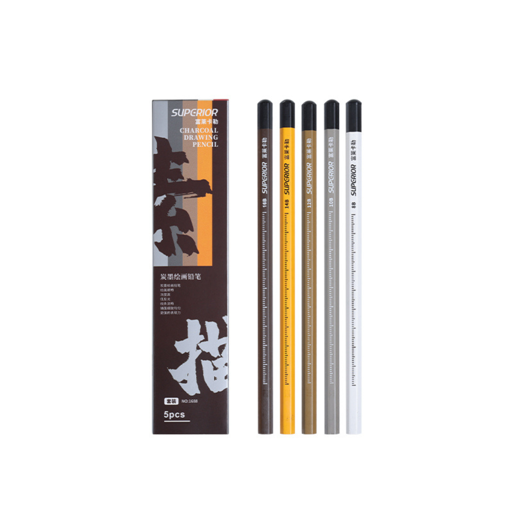 Boîte de 5 Crayons Fusain SUPCRIOR – Crayons Charbon Professionnels beaux-arts prix tunisie