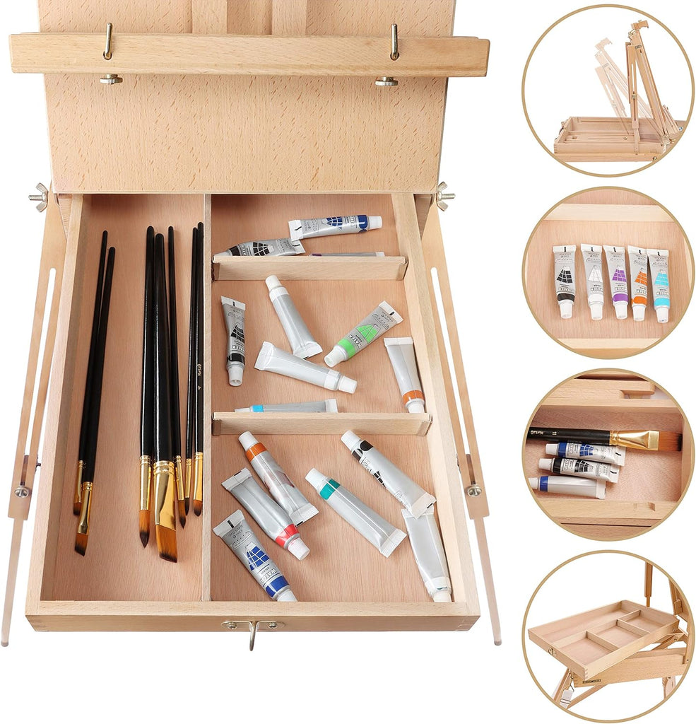 Chevalet de Peintre Luxe avec Boîte Intégrée – Réglable & Portable beaux-arts prix tunisie