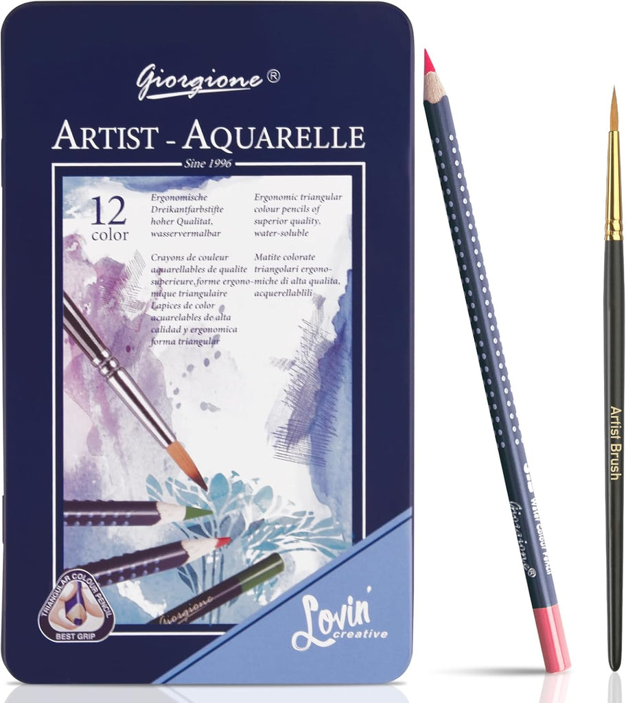 Crayons Aquarellables Giorgione – Set de 12 | Crayons Artistiques Solubles à l’Eau beaux-arts prix tunisie