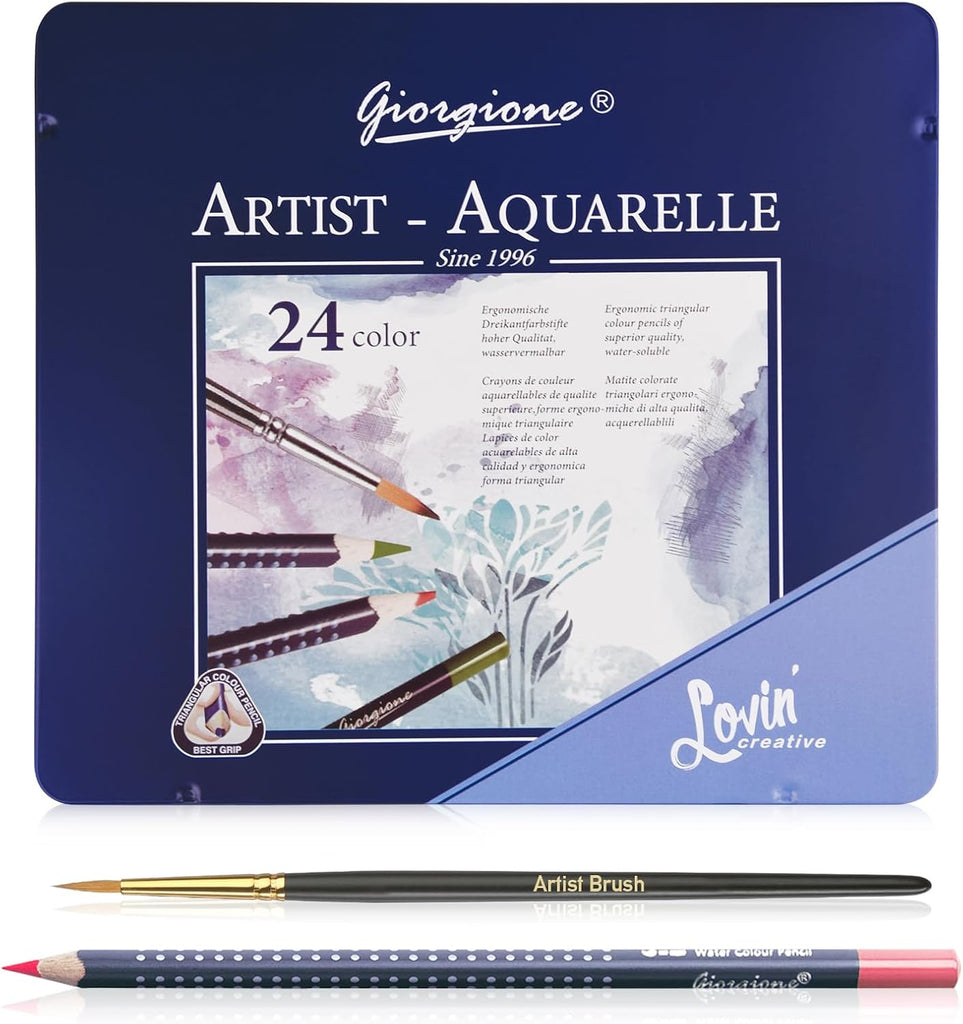 Crayons Aquarellables Giorgione – Set de 24 | Crayons Artistiques Solubles à l’Eau beaux-arts prix tunisie