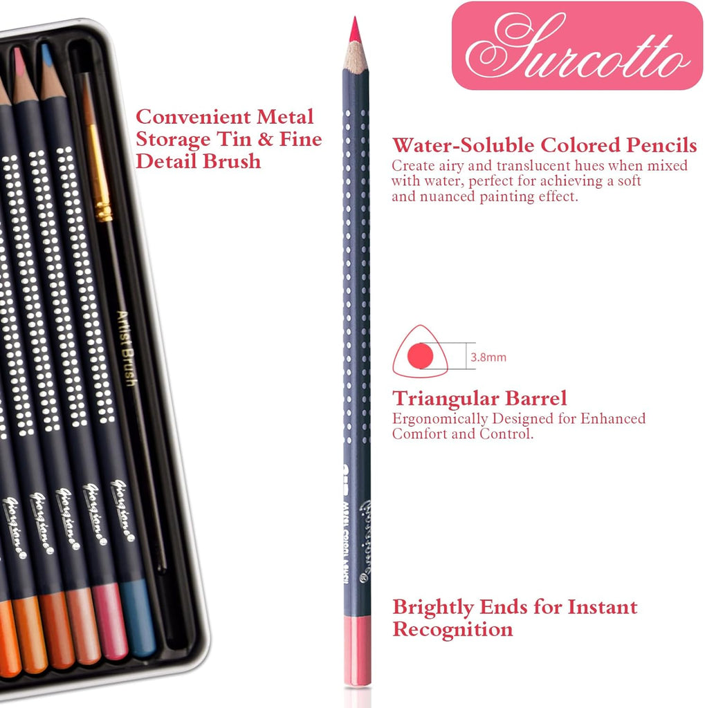 Crayons Aquarellables Giorgione – Set de 12 | Crayons Artistiques Solubles à l’Eau beaux-arts prix tunisie