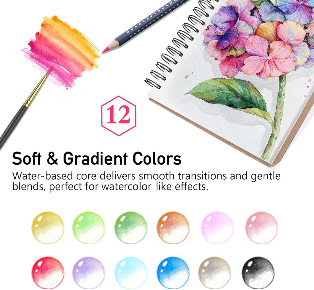 Crayons Aquarellables Giorgione – Set de 12 | Crayons Artistiques Solubles à l’Eau beaux-arts prix tunisie