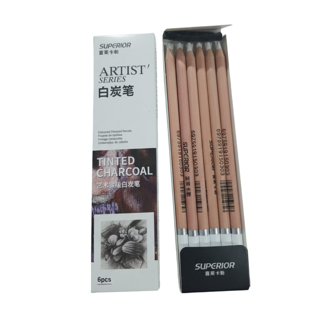 Lot de 6 Pastels Blancs – Crayons Fusains Blancs Professionnels beaux-arts prix tunisie