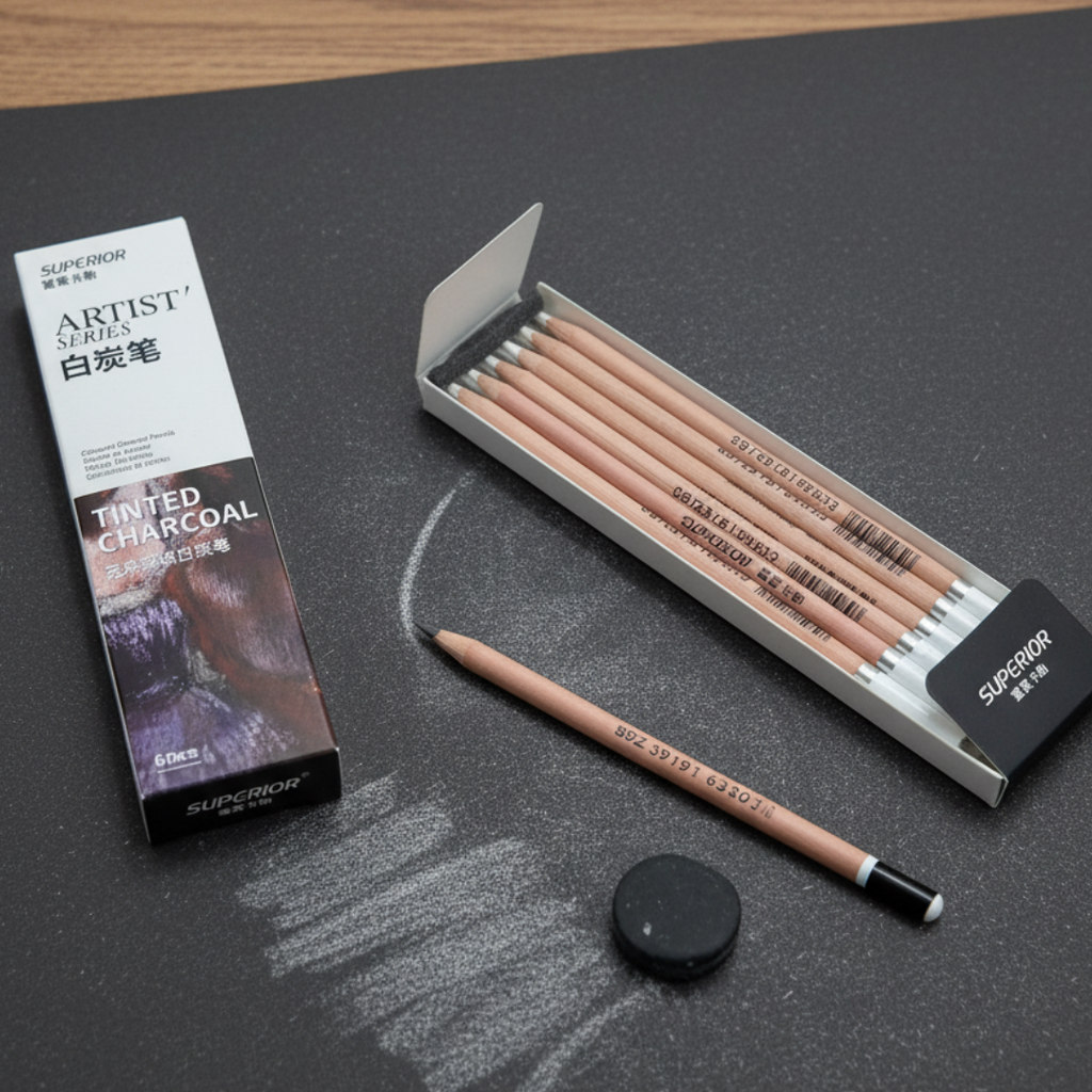 Lot de 6 Pastels Blancs – Crayons Fusains Blancs Professionnels beaux-arts prix tunisie