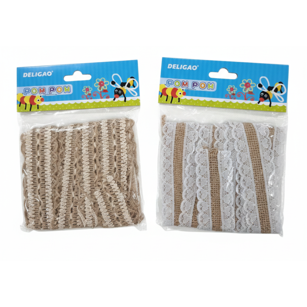 Lot de Rubans Décoratifs Jute & Dentelle – DELIGAO | Rubans DIY beaux-arts prix tunisie