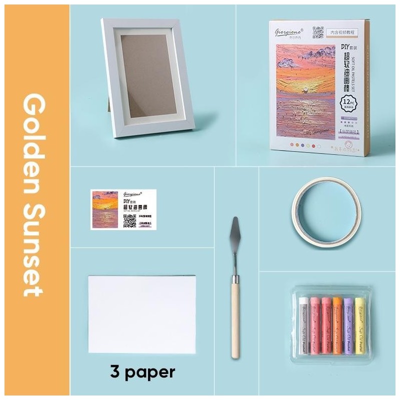 Set Soft Oil Pastel – “Golden Sunset” – 12 Couleurs Ultra Douces beaux-arts prix tunisie
