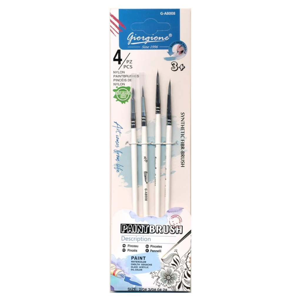 Set de 4 Pinceaux Fins en Nylon – Peinture Aquarelle, Gouache & Acrylique beaux-arts prix tunisie