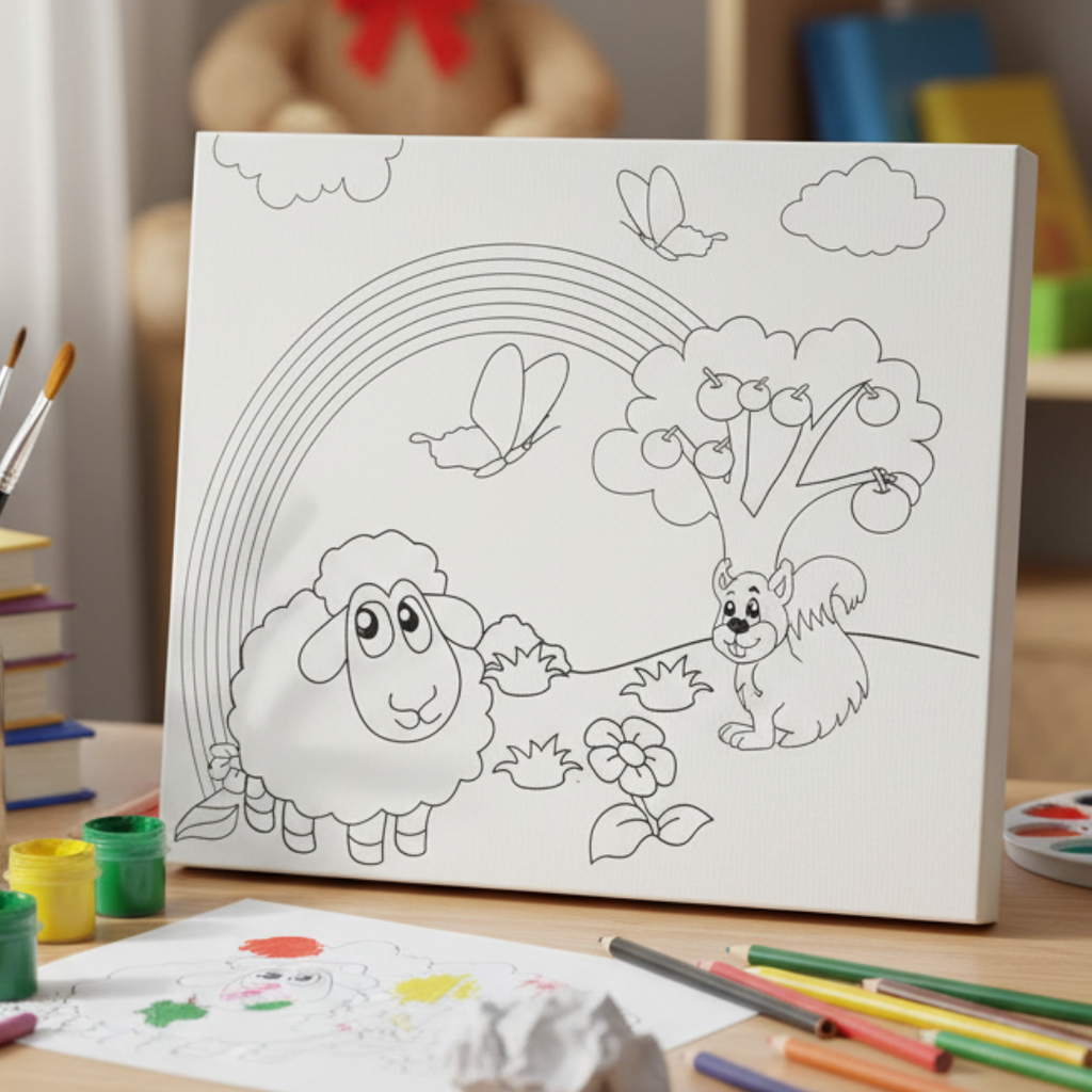 Tableau à Colorier  Avec Aquarelle & Pinceau