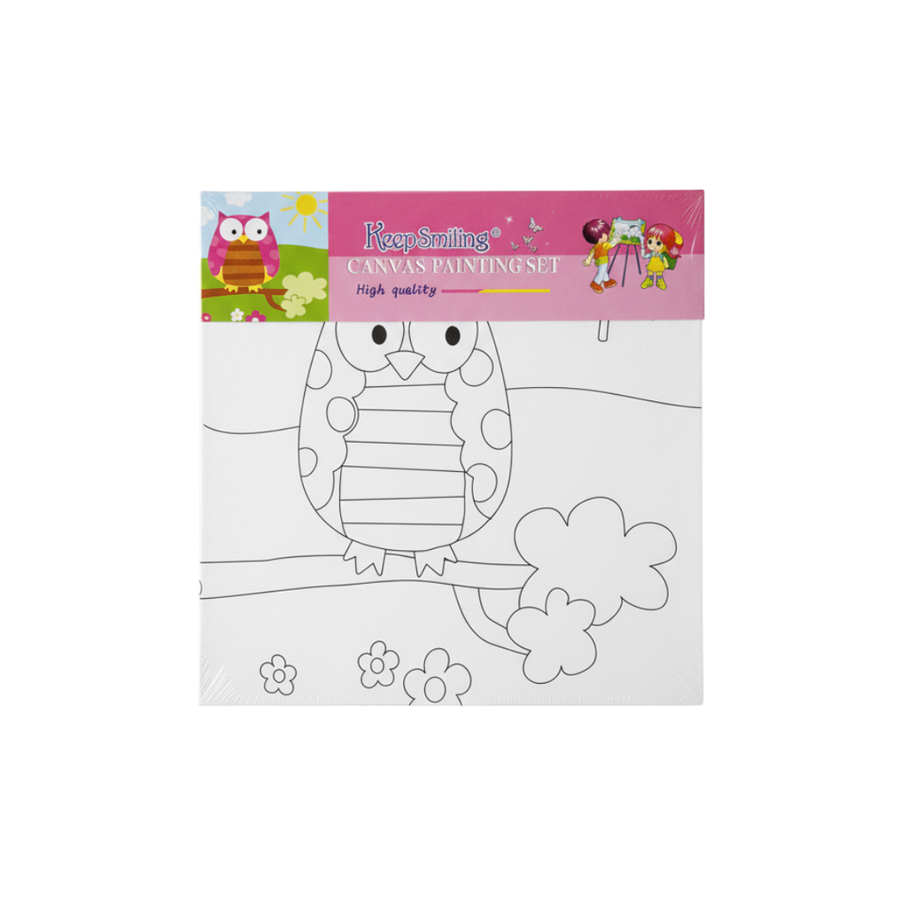 Toile à Peindre 20×20 | Motif Hibou – Keep Smiling beaux-arts prix tunisie