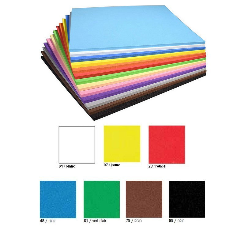 PAPIER MOUSSE A2 Adhésif 2MM 50*70CM COULEUR (10 feuilles) beaux-arts prix tunisie
