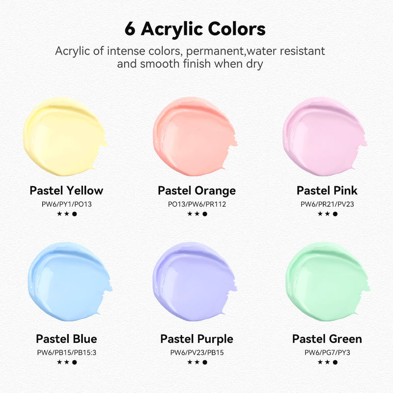 6 Tubes Acrylique Pastel 75ml ART RANGERS beaux-arts prix tunisie