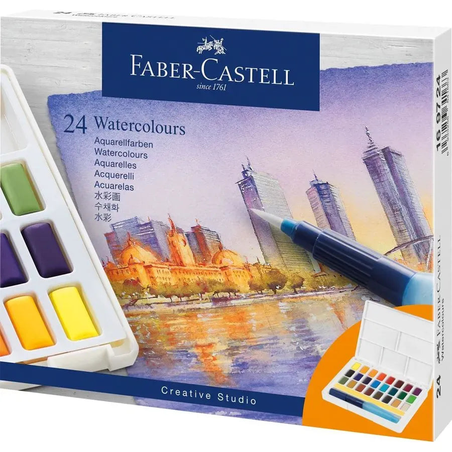 boîte de 24 Aquarelles Demi-Godets - Faber Castell beaux-arts prix tunisie