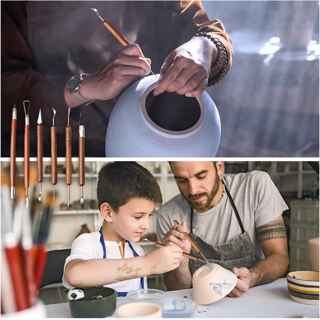 Lot de 6 Outils de Sculpture d’Argile – Poignée en Bois Double Face beaux-arts prix tunisie