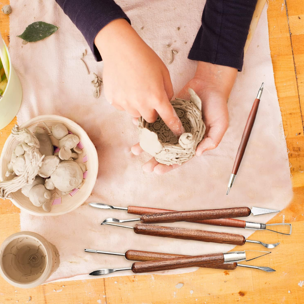 Lot de 6 Outils de Sculpture d’Argile – Poignée en Bois Double Face beaux-arts prix tunisie