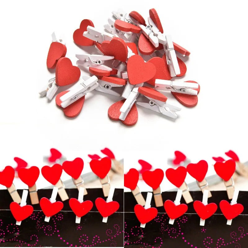 Lot de pinces en bois colorées en forme de cœur beaux-arts prix tunisie