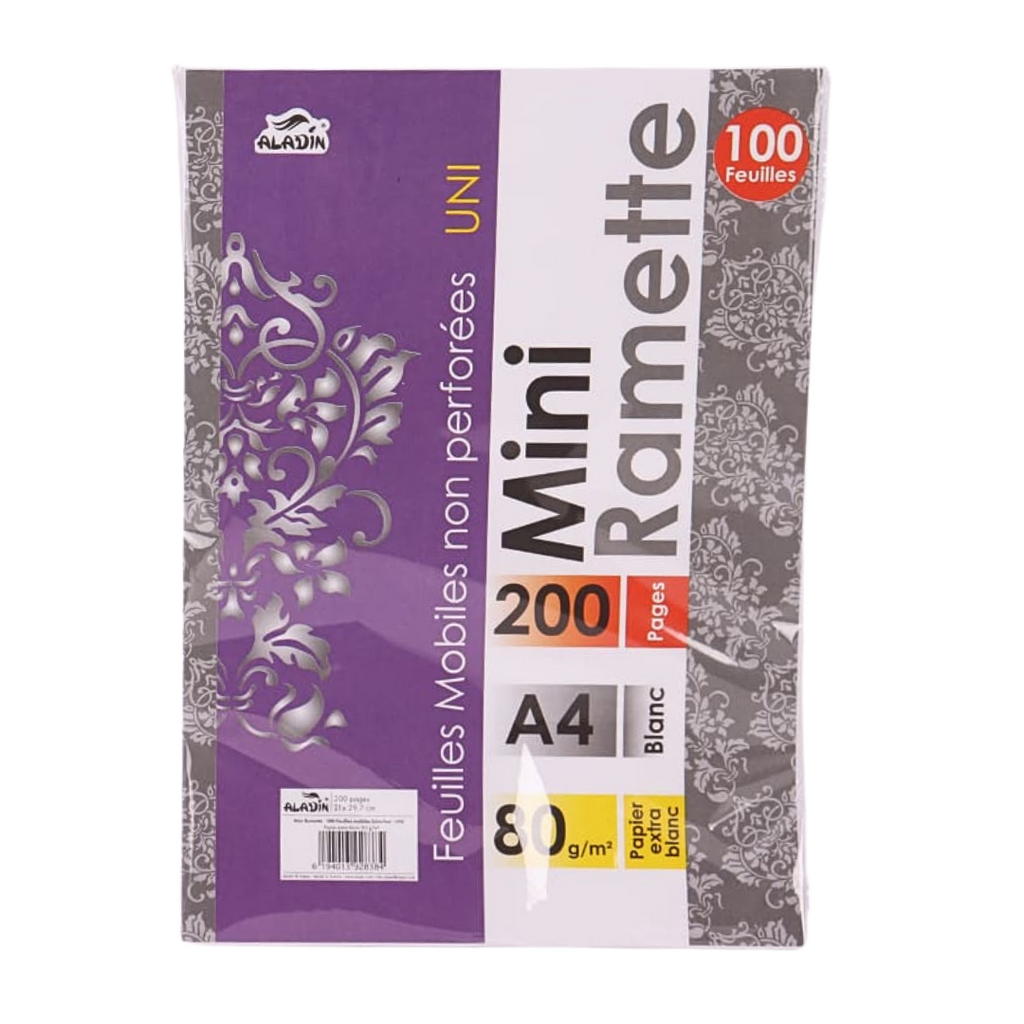 Mini ramette de 100 feuilles 80Gr A4🖨 beaux-arts prix tunisie