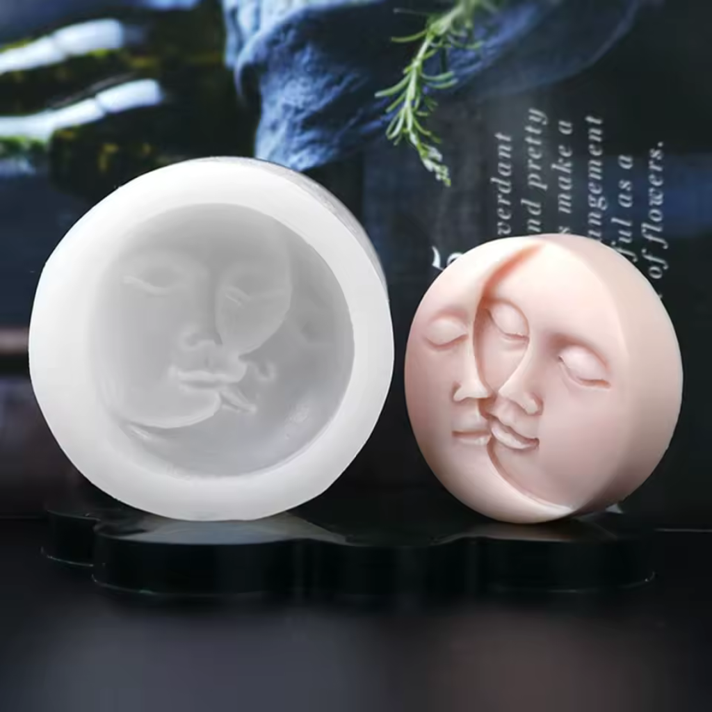 Moule en silicone pour bougie visage lune et soleil - Ref CK10-117 beaux-arts prix tunisie