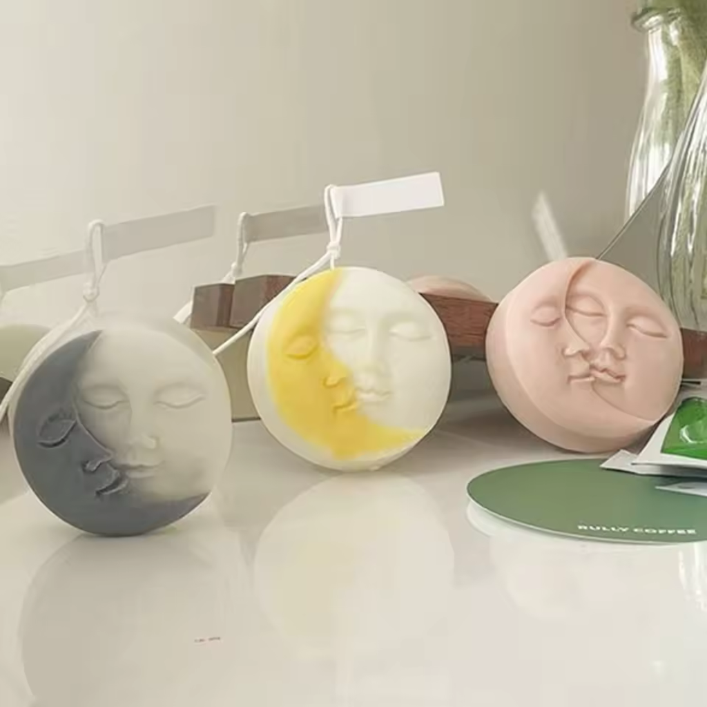 Moule en silicone pour bougie visage lune et soleil - Ref CK10-117 beaux-arts prix tunisie