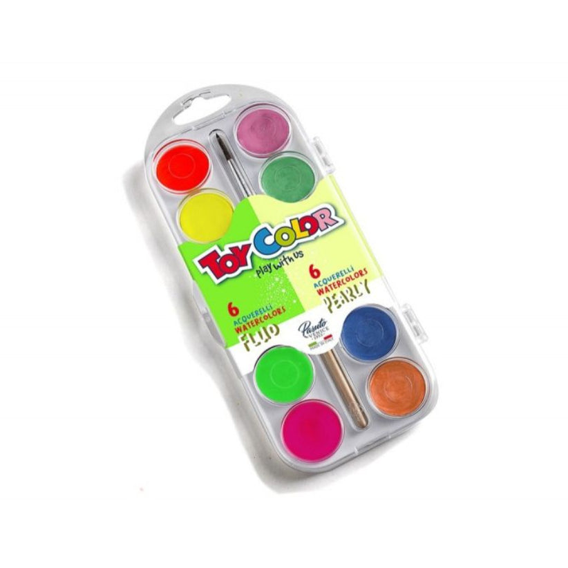 Palette Aquarelle Toy Color – Fluo & Pearly (12 Couleurs) beaux-arts prix tunisie