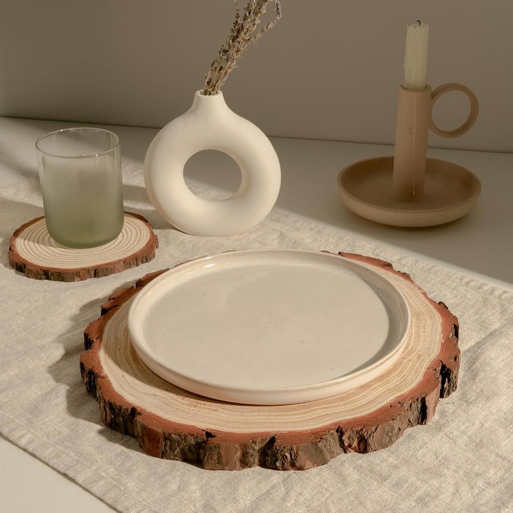 Plateau de tranche d'ornement rustique en dalles de bois naturel barky Réf SL_269 beaux-arts prix tunisie