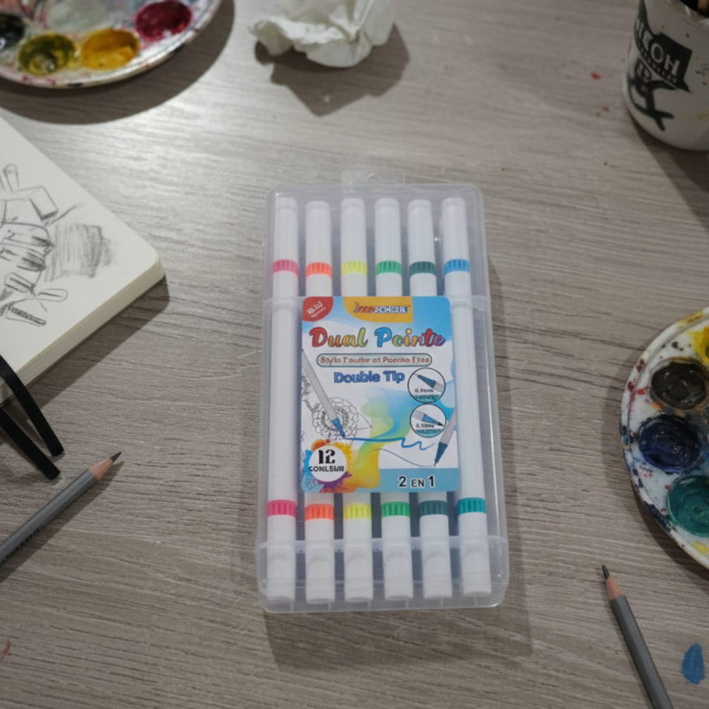 Stylo feutre & Pointe fine Double Tip - pack de 12 beaux-arts prix tunisie