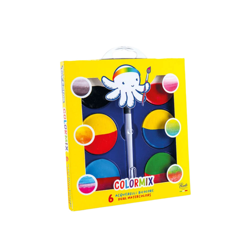 Toy Color COLORMIX – Palette de 6 Aquarelles Bicolores + Pinceau beaux-arts prix tunisie