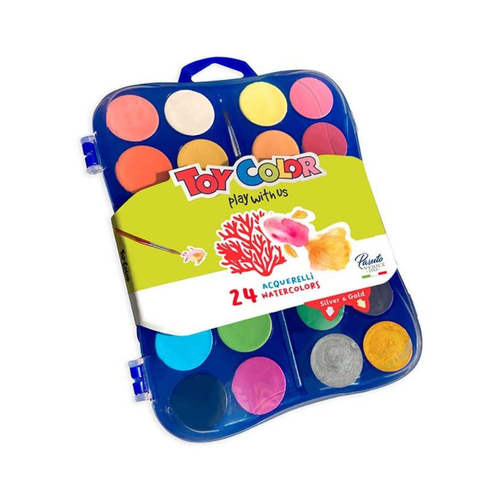 Toy Color - Palette Aquarelle 24 Couleurs + Pinceau beaux-arts prix tunisie