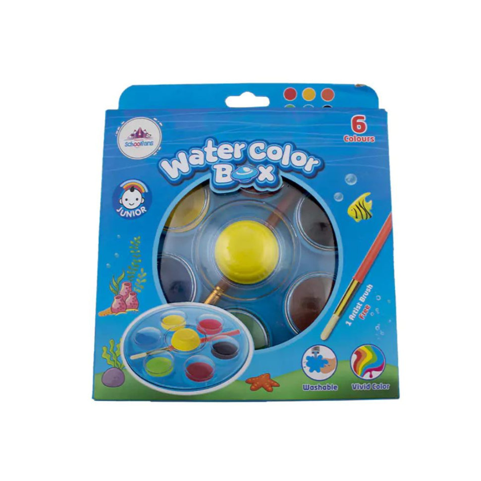Water Color Box Junior – Boîte de 6 Aquarelles Lavables + Pinceau beaux-arts prix tunisie