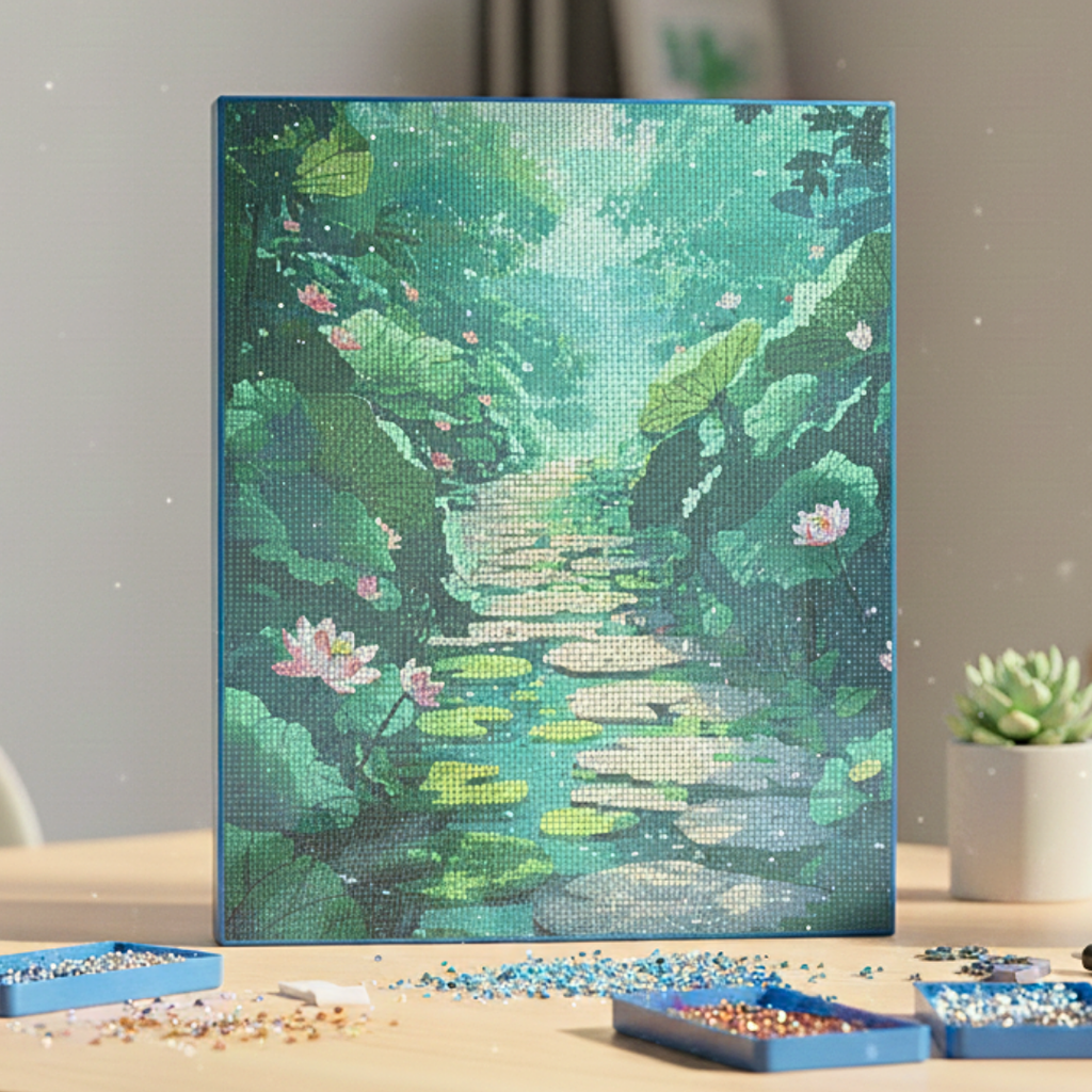 Tableau peinture En Diamant, Broderie Kit Complet 💎 🪷🌳Chemin Enchanté beaux-arts prix tunisie