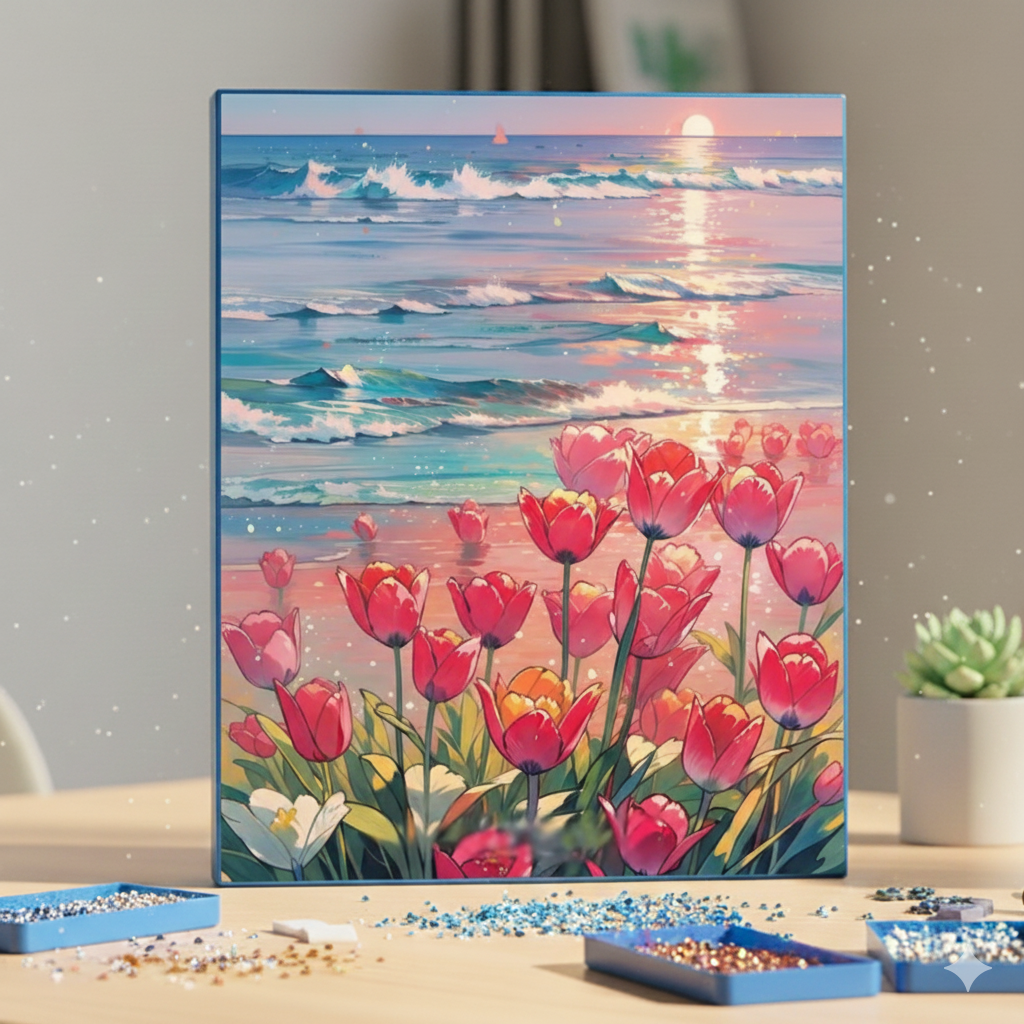 Tableau peinture En Diamant, Broderie Kit Complet 💎 🌷🌊Fleur de l'océan beaux-arts prix tunisie