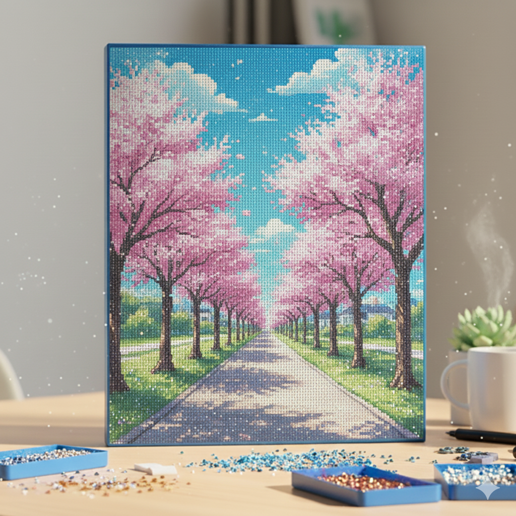 Tableau peinture En Diamant, Broderie Kit Complet 💎 🌷🏞Le Parc fleur rose beaux-arts prix tunisie