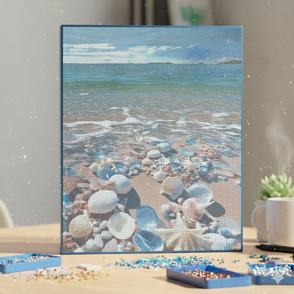Tableau peinture En Diamant, Broderie Kit Complet 💎 🐚🌊Coquillages de l'Océan beaux-arts prix tunisie