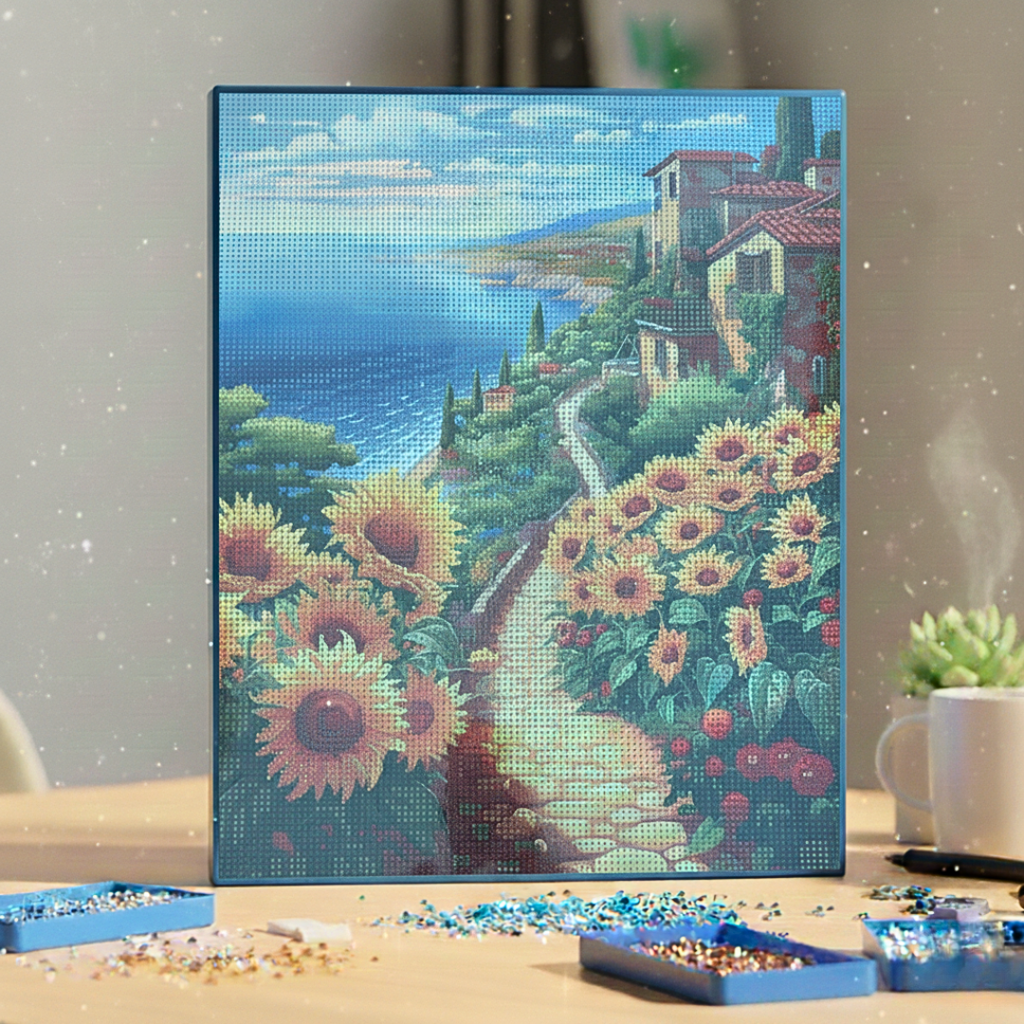 Tableau peinture En Diamant, Broderie Kit Complet 💎 🌻☀️Chemin des Tournesols beaux-arts prix tunisie