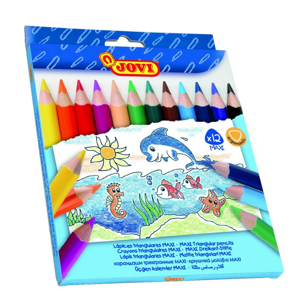 12 Crayons Couleur Triangulaire Maxi- JOVI Bureau prix tunisie