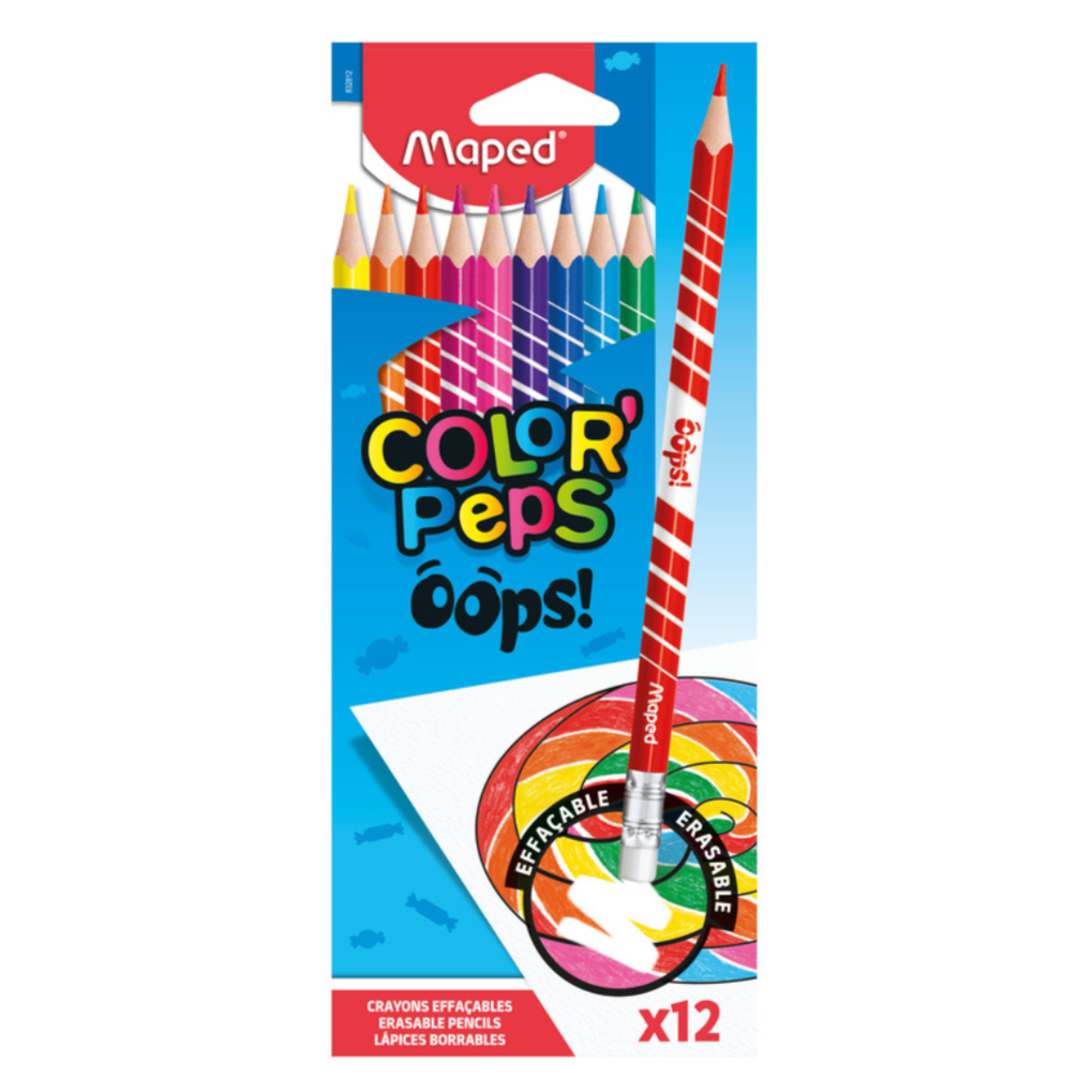Crayons de couleur effaçables Maped Color Peps Oops (lot de 12) Bureau prix tunisie