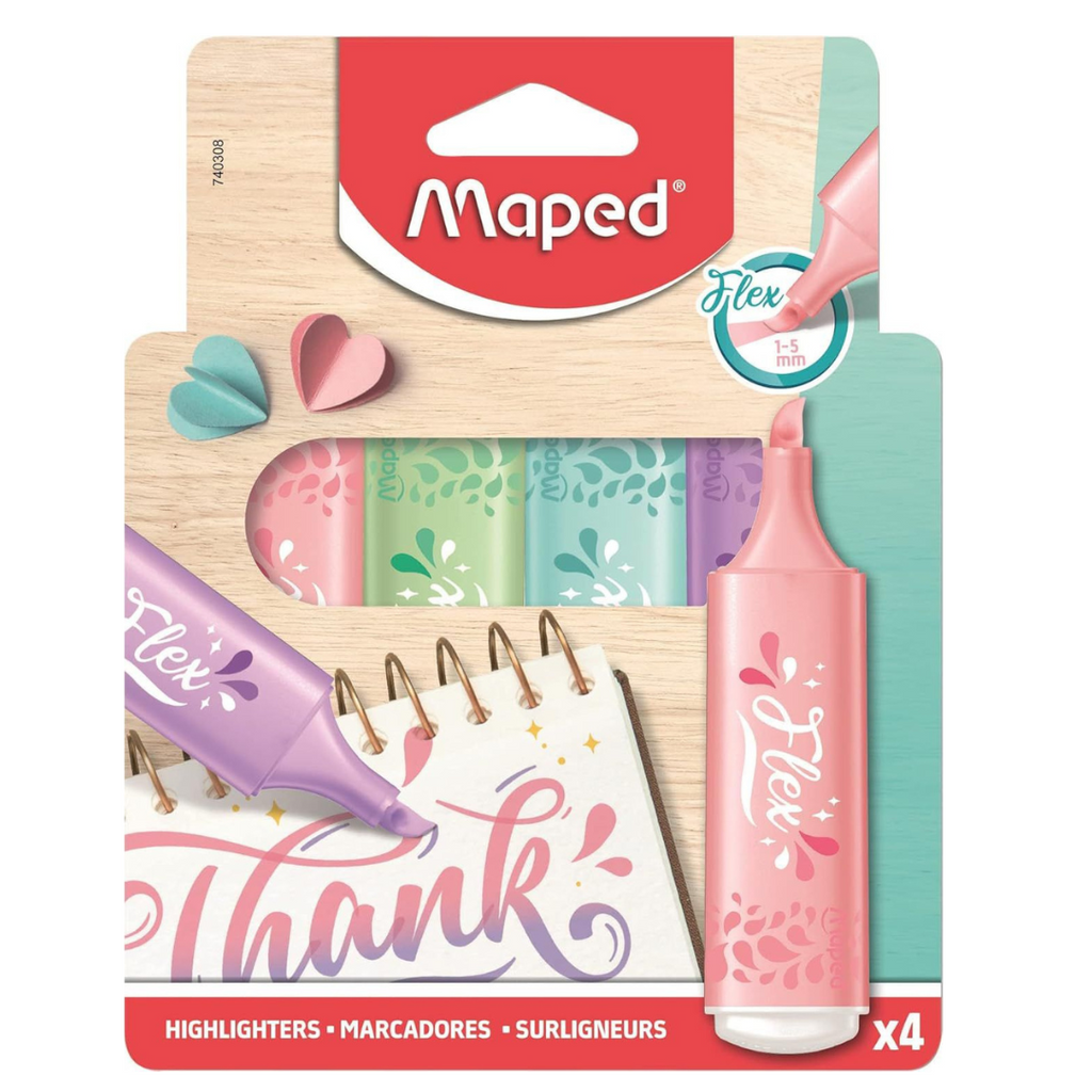 Maped Fluo'peps Flex Pastel - Pack de 4 surligneurs Bureau prix tunisie