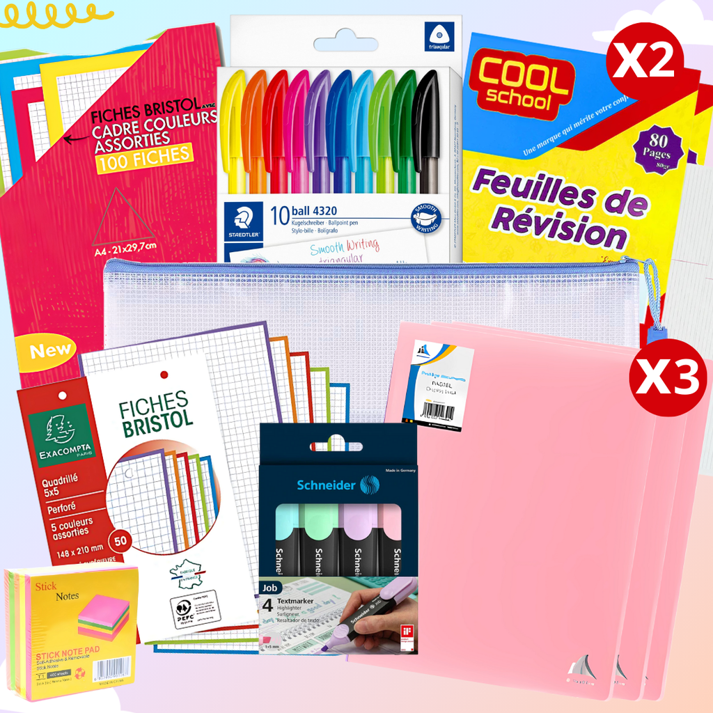🎓 Pack Bac – Kit complet de fournitures scolaires ✨ Bureau prix tunisie