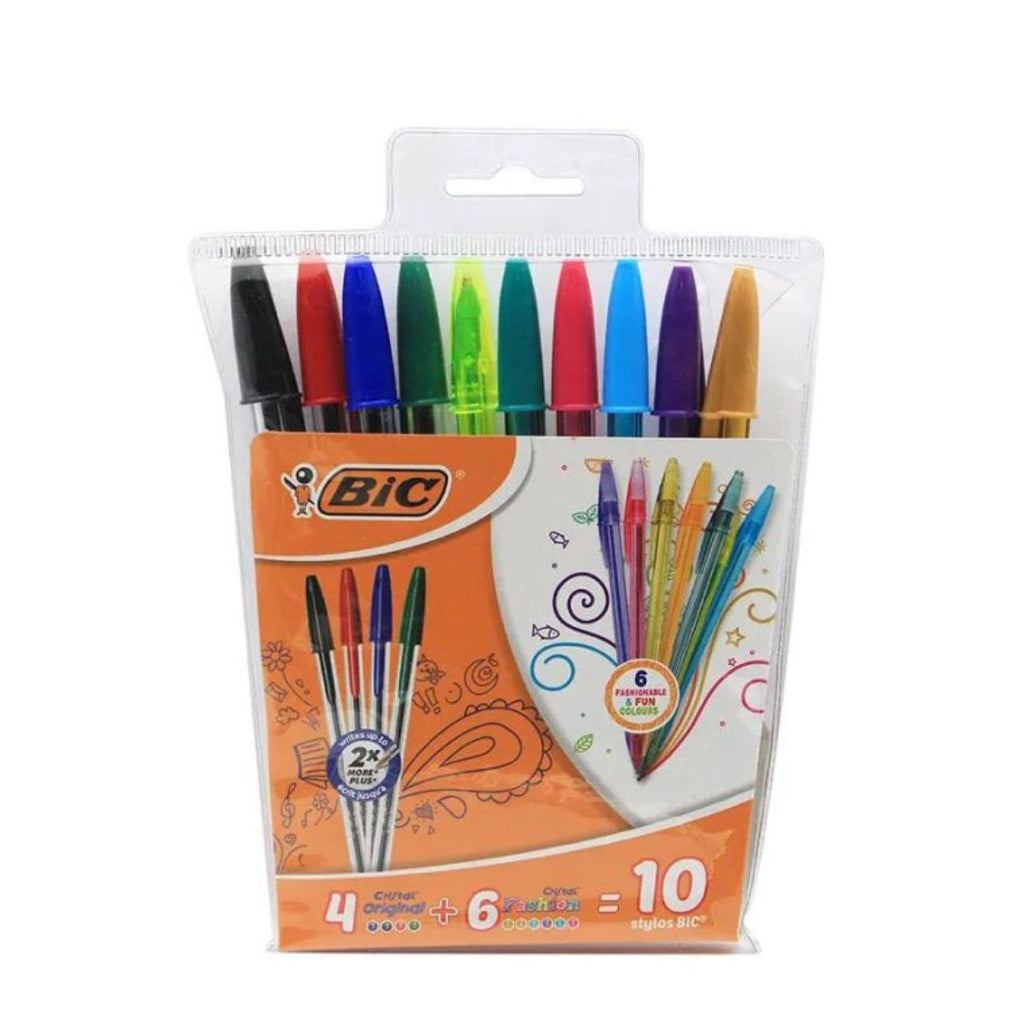 Pack de 10 Stylos BIC Cristal – Original + Fashion Colors Bureau prix tunisie