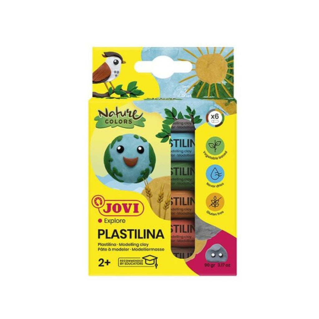 Pack de 6 pâtes à modeler JOVI PLASTILINA de 15 gr NATURE COLOR Bureau prix tunisie