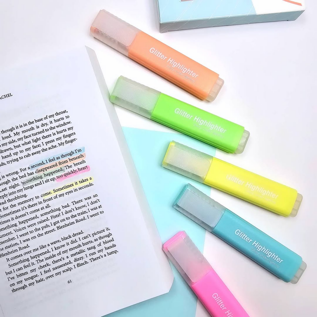 Pack de 6 Surligneurs Pailletés – Glitter Highlighter Bureau prix tunisie