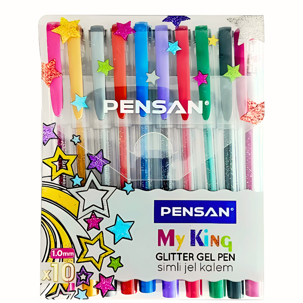 Pochette 10 stylo gel glitter neon myking pensan 🌟 Bureau prix tunisie