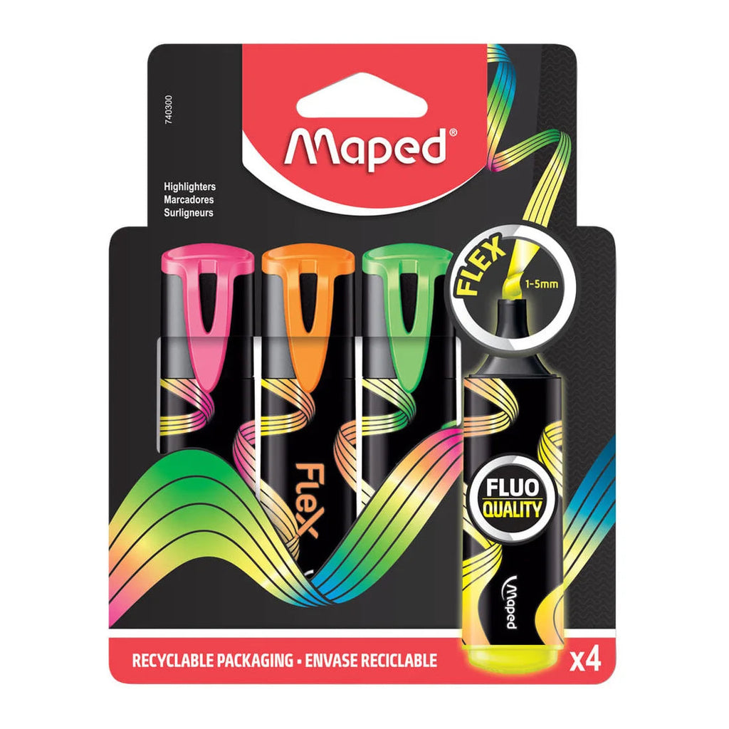 Pochette 4 Marqueurs Fluo Flex, Maped Bureau prix tunisie