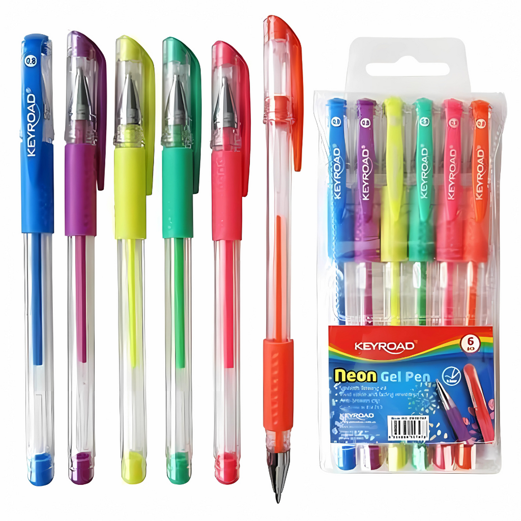 Pochette 6 Stylos Gel Néon, Keyroad Bureau prix tunisie