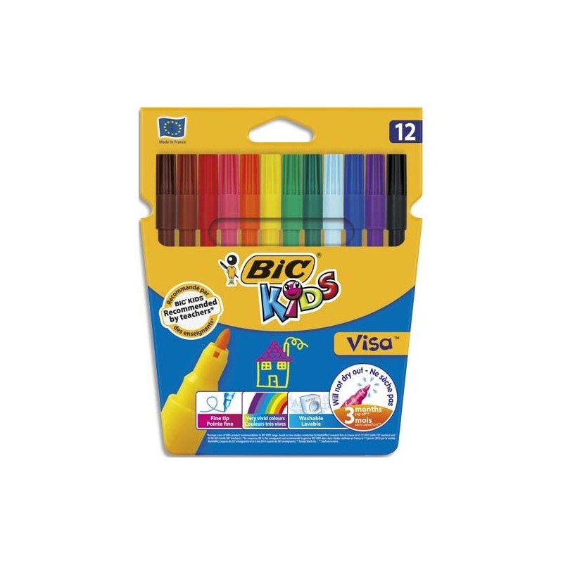 POCHETTE DE 12 FEUTRES KIDS VISA BIC Bureau prix tunisie
