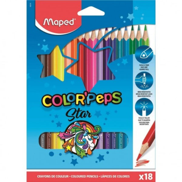 POCHETTE DE 18 CRAYON COULEUR COLOOR'PEPS STAR MAPED Bureau prix tunisie