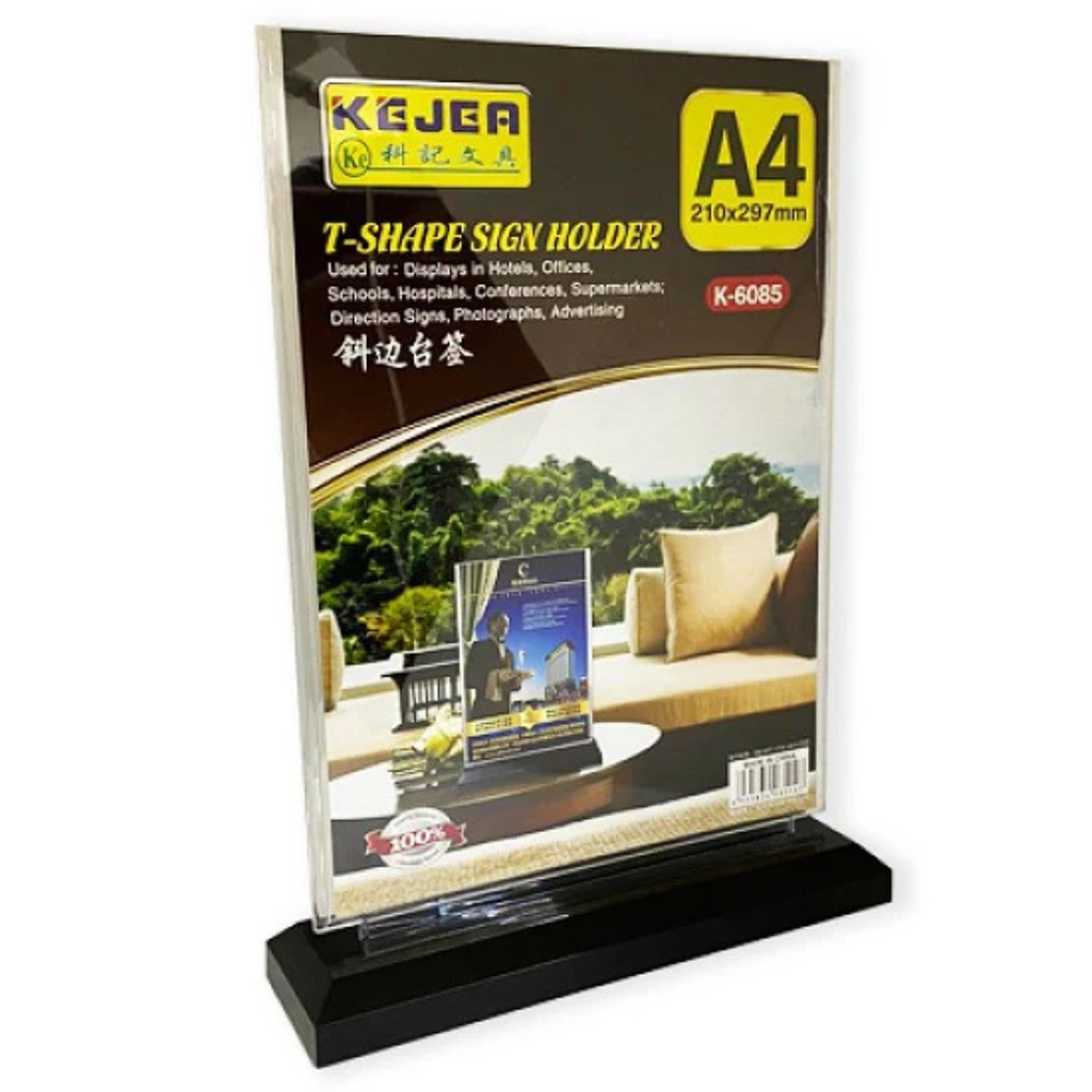 Porte-affiche en acrylique Kejea en forme de T avec base noire A4 Bureau prix tunisie