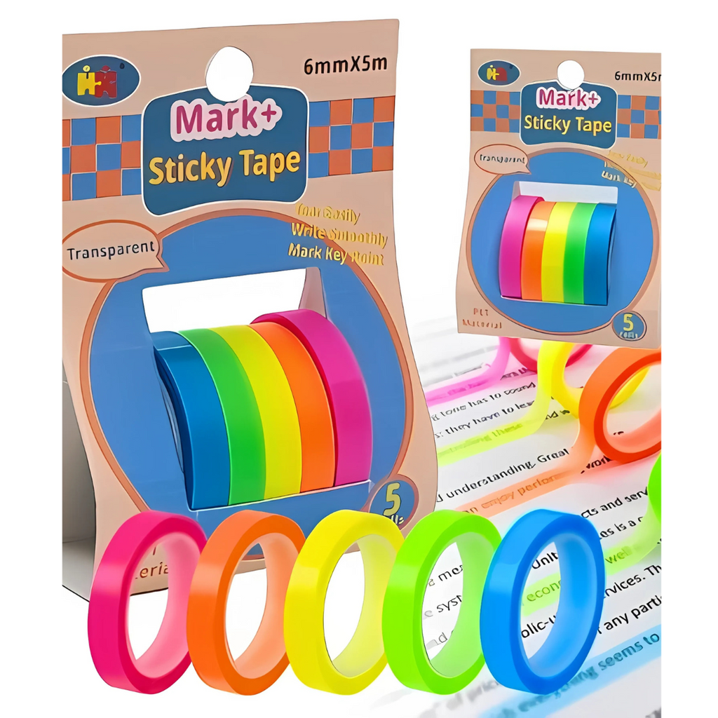 🌈 Sticky Tape Fluorescent – Set de 5 couleurs Bureau prix tunisie